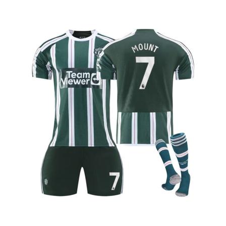 (2023/24 Manchester United Away #7 Mount Fotbollströja Kit för barn, vuxna