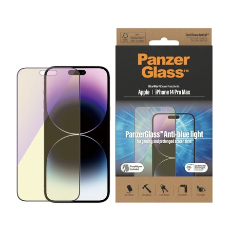 Panzer Anti-blue light iPhone 14 Pro Max | Ultra-Wide Fit w. EasyAligner Screen Protector PanzerGlass - High quality tempered glass screen protector