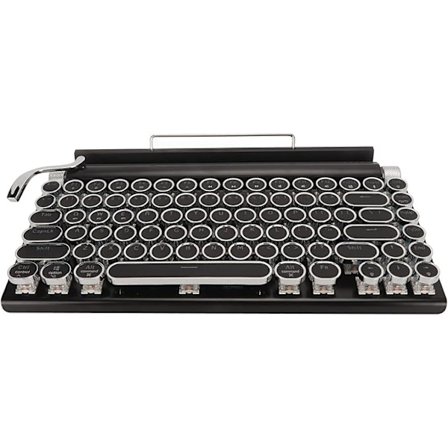 Mekaniskt tangentbord, 2000mAh litium batteri bakgrundsbelysning vattentätt 83 tangenter skrivmaskinsmekaniskt tangentbord retro med metallrunda 