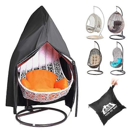 600D Hængende Gyngestol Dobbelt Æggestol Beskyttelse Have Terrasse Udendørs Sol- og Vandafvisende [DB] Sort 115x190cm