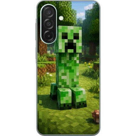 Kompatibelt Mobilskal till Samsung Samsung Galaxy A26 Block-baserad Creeper-figur i en grön pixell värld, ikonisk spelillustration för barnrum, gam