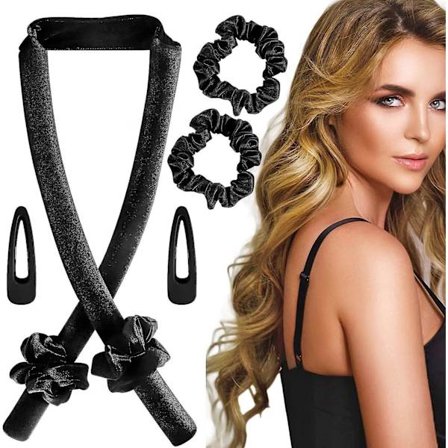 (svart)Varmeløs hårkrøller, varmeløse hårkrøllere fløyel varmeløs hårrull varmeløs krøllstang H