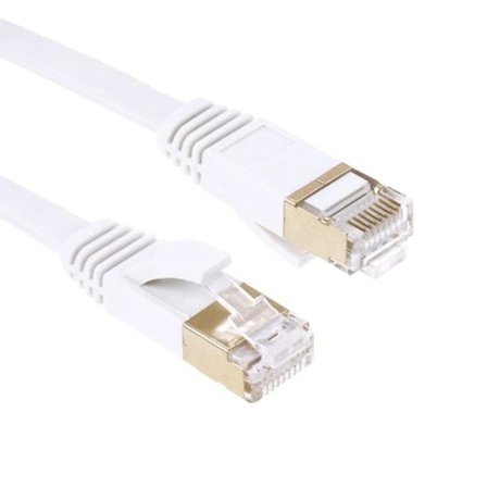 30m - Flat nettverkskabel Cat7 - Internettkabel hvit