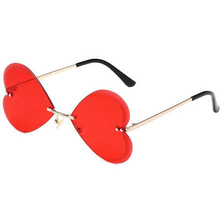 Fashion Hjärtformade Ramlösa Solglasögon Kvinnor Fashion Metall Körglasögon Roliga Solglasögon för Halloween Jul Fest