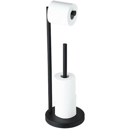 Vapaasti seisova WC-paperiteline, ruostumattomasta teräksestä valmistettu WC-paperiteline ja 3 rullan annostelija, kylpyhuoneen tarvikkeet - musta