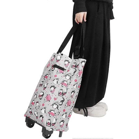 Vikbar shoppingväska med hjul, hopfällbara vagnväskor hushåll shoppingvagn äldre shoppingväska matvaror hopfällbar vagn shoppingvagn matvaror