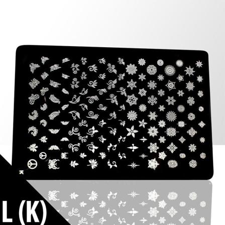 Stämpelplatta - Nageldekorationer - L(k) - Rektangel Metall Utseende