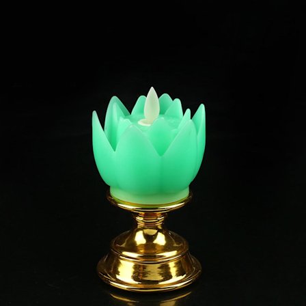 LED Lotus Lampe Simuleret Stearinlys Design Blødt Naturligt Lys Lotus Blomst Lys Buddha Lampe Dekoration Grøn