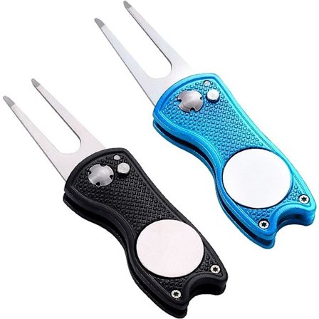 2-delt metal foldbar golf-snappeværktøj med pop-up knap og