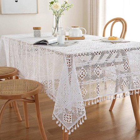 Hæklet blonde dug rektangel romantisk duge løber med vintage broderet til køkken spisning