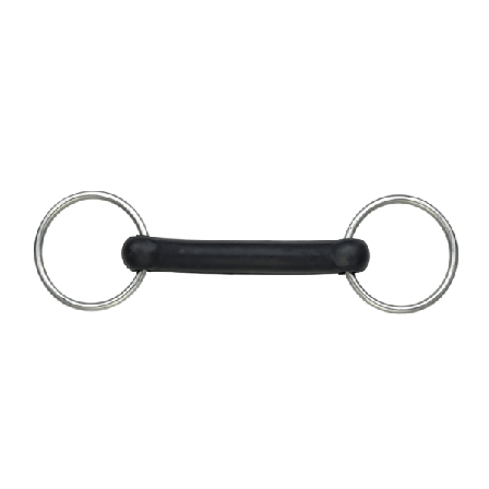 Shires Flexibel Gummi Häst Lös Ring Snaffle Bit 4.5in Svart