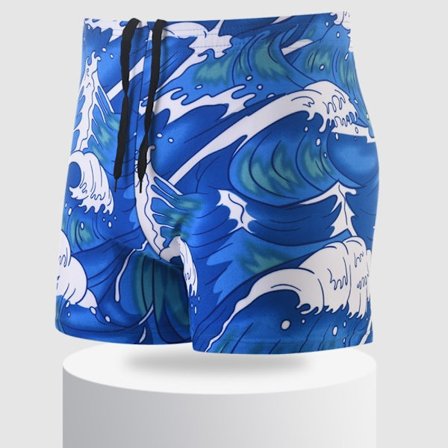 Badbyxor för män med platt vinklade badshorts LAKE BLUE