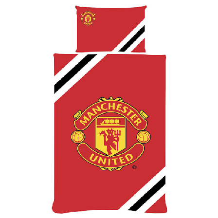 Manchester United FC Core Stripe Pussilakanasetti Yhden Hengen Sänky Punainen/Keltainen Punainen/Keltainen/Musta