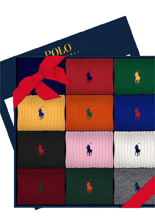 Polo Ralph Lauren Egyptian Cotton 12pkt Giftbox Strumpor Herr Grå ONESIZE