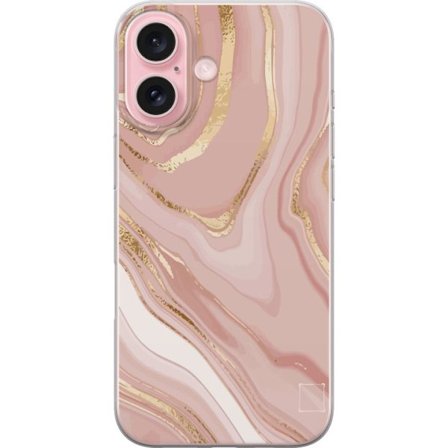 Compatible with Apple iPhone 16 Transparent Case Light Pink Marble