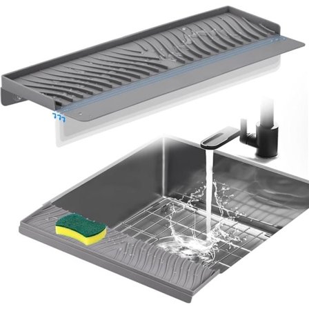 Stænkskærm til vandhane 10×50 cm – Silikonebeskyttelse til vaskekant med sugekopper, skridsikkert design_OF