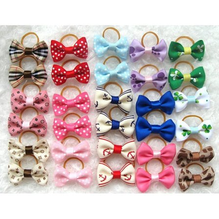 30 stk. Grosgrain-båndsløjfer med elastikker til pleje af tilbehør