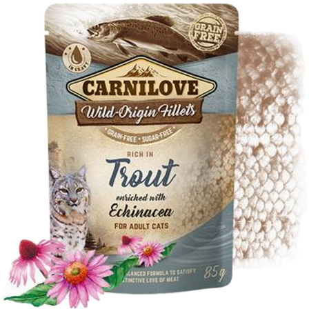 Carnilove - Cat Pouch Trout beriket med Echinacea 85 g x 24 stk. - Katt - Kattefôr & kattemat - Våtfôr og våtmat - ZOO.no