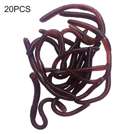 20 stk. simulering av meitemark i plast, naturtro meitemark, myk jordorm, spøkelsesleke