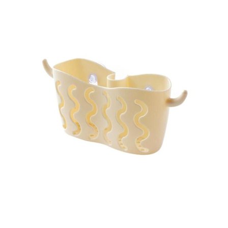 Innovativt køkkenredskab, kraftig opvaskekludholder i plast med hurtig dræning til brusebad og køkkenorganisering, pladsbesparende sugekopdesign beige