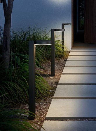 Rica rund pullert solcelle - sort