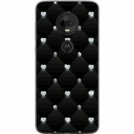 Motorola Moto G7 Genomskinligt Skal Bling Heart