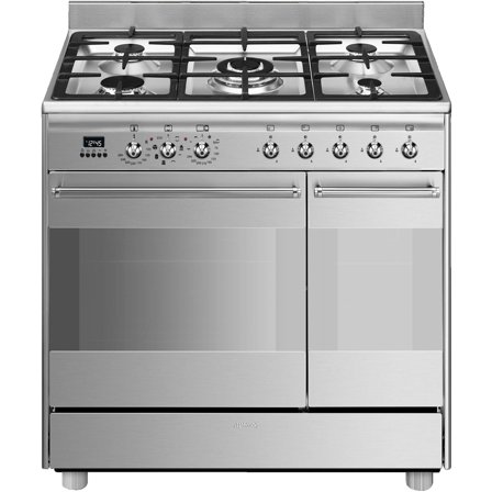 Smeg SCB92MX8 rustfri dobbelovn, 90 cm' - 'Rustfritt stål