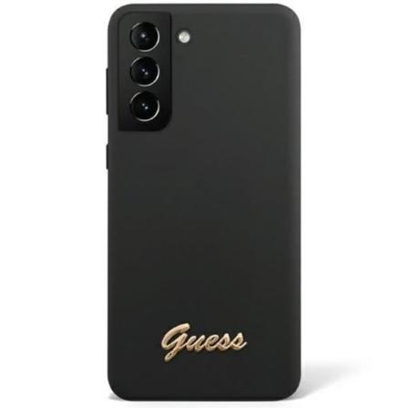 Guess Galaxy S23 Plus -kuori, silikoni, Vintage Gold Logo - Musta