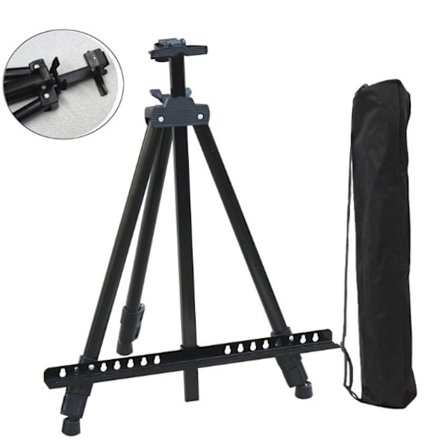 Förstärkt konstnärsstaffli, extra tjockt aluminiummetalldisplaystaffli 21" till 70" höjdjusterbart med bärbar väska för visning