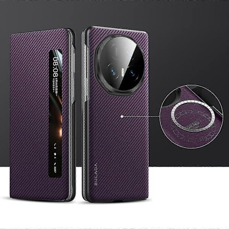 SULADA Kevlar 600D Teksturoitu Älykäs Ikkunallinen Nahkainen Puhelinkotelo Honor Magic V5:lle