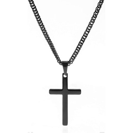 Korshalsband för Män, Silver Guld Rostfritt Stål Enkelt Korshänge Halsband för Män Kubansk Kedja -16 Tum