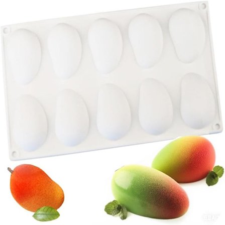 Silikoneform dessert silikone kageform 10 huller mango silikoneform til bagning fondantform frugtform