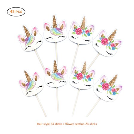 48 stk. cupcake toppers kage dekorative tag fødselsdagsfest indsæt kage toppers