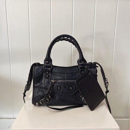 Vintage dametaske, luksus højkvalitets blød læder håndtaske, afslappet dame skuldertaske, sort forsendelsesemballage