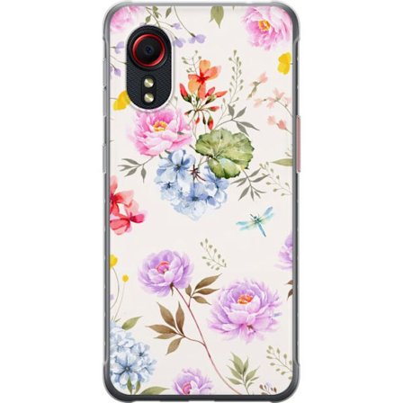 Yhteensopiva Puhelinkuori Samsung Samsung Galaxy Xcover 5 Kukkakuviota käsinmaalatuilla kukilla, perhosilla ja hyönteisillä romanttiseen skandinaav