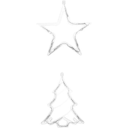 Julgardinljus, 2-pack, stjärn- och julgransled fönsterljus, batteridriven, 22 cm hängande ljus för festaffär