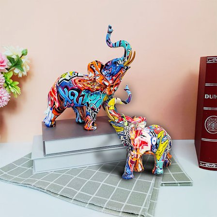 Fargerik kunst elefant statue skulptur figur samleobjekt gave