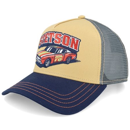 Stetson - Beige Trucker Cap - Indy Navy / Ochre A-Frame Trucker @ Hatstore