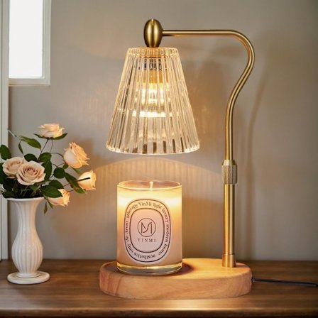 Stearinlysvarmerlampe med timer og dimmer, justerbar høyde, stearinlysvarmer med 2 pærer for duftende krukke stearinlys hjemme