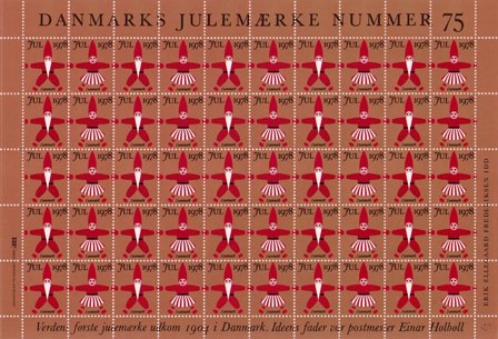 Danmark - julmärkeark 1978 - Takket - Ubrugt eller foldet
