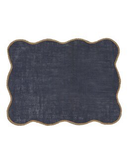 Bordskåner med buet kant 100% hør Blå