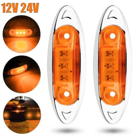 2 stk. LED sidemarkeringslys Varsellys GUL