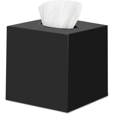 Dekorativ servettbox, svart fyrkantig plasthållare för ansiktsservetter, elegant inredning för sminkbord och byrå för sovrum, kontor eller