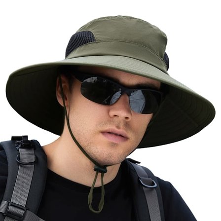 Solhatt for menn og kvinner, UPF50+ fiskehatt, solbeskyttende bøttehatter bred brem safarihatt booniehatt for fotturer strand