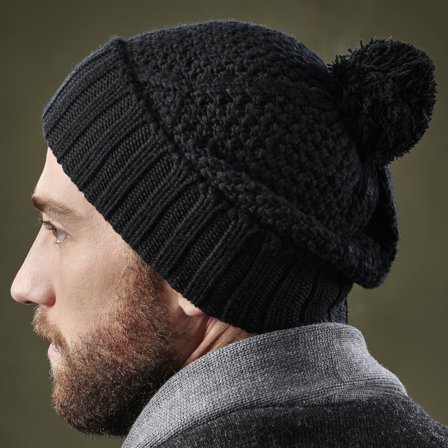 Karl Schwarze Merino Kane Beanie für Männer - Beanie Mützen