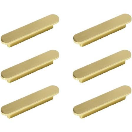 Sæt med 6 guldhåndtag Køkkenmøbelhåndtag Børstet messing guld