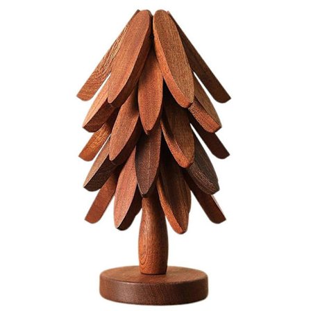 Varmebrikke med treformet innovativt treformet gryteunderlagsett for elegant borddekning