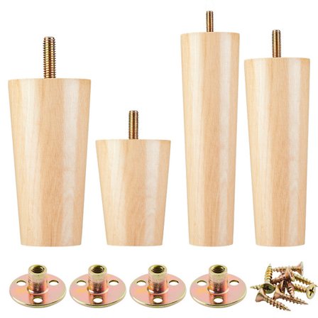 Massiva trämöbler Ben Ben Bord Ben Klädsel Ben Soffa Ersättningsben med gummiskydds dynor och förborrade skruvar (8 cm)