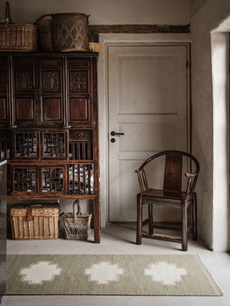 Pequeno Tucson Tapete - Verde/Luz Verde 80X350 Lã, Em Estilo Rústico