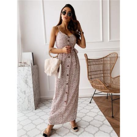 Boho Sexig Blommig Klänning Sommar Vintage Casual Sundress Beach Mid